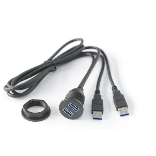 Black usb dual female dash - black, 3.0