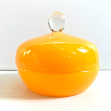 Orange Glass Powder Jar Lidded