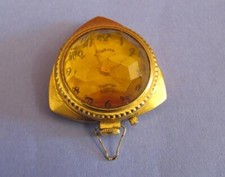 VINTAGE 1960s RUSSIAN GOLD POCKET WATCH w/ CRYSTAL COVER ZARJA WORKING