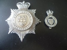 Two Obsolete 'West Mercia Constabulary' Police 'Custodian Helmet' Metal Badges