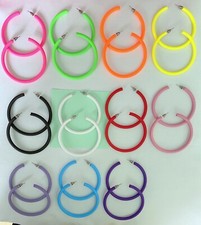 Neon Hoop Earrings 1980's Retro Large Bright Funky Ladies Girls Party Rave Emo