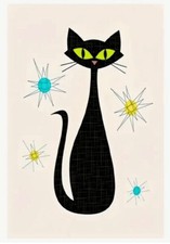 ATOMIC  CAT MID-CENTURY Canvas