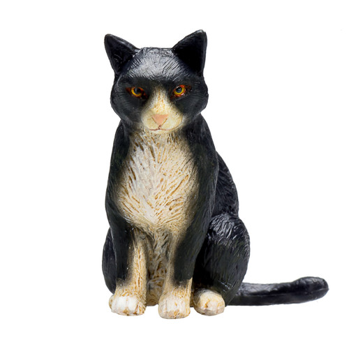 Cat figurine black white - figurine, &