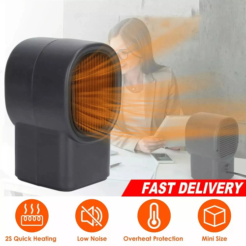 Portable black heater 600w - black,