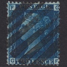 M3_31 GB QV 1869 2d Blue Plate 15 SG46-G3 GF FU Dumb Cancel