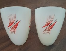 1950s Original Vintage Mid Century Glass Sconces Wall Lamps Retro Atomic