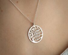 Personalised 925 Sterling Silver Family Tree Name Necklace, Up To 6 Names,