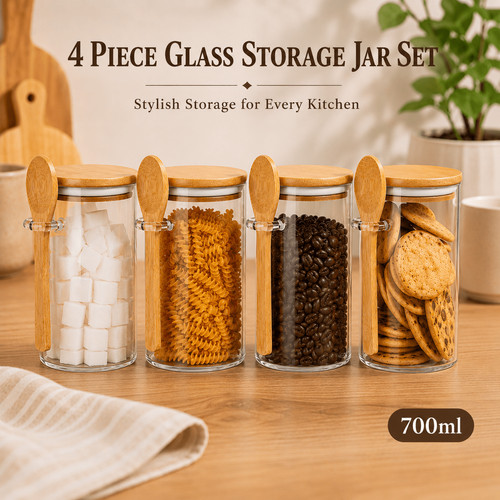 Glass kitchen storage jar with - kitchen,
