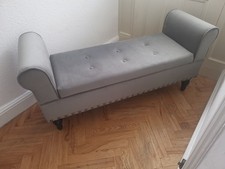 Grey Velvet Ottoman / Love