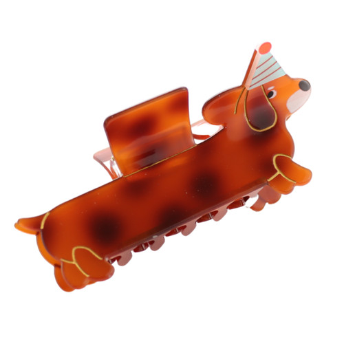 Sausage dog party hat claw - dog,