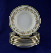 Aynsley Bone China HENLEY x8 Wide Rimmed Soup Bowls - 8" Diameter - PERFECT