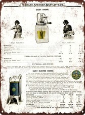 1922 Dazey Butter Churn 4 6 8 Pints Electric Glass Jar Metal Sign 9x12" A743