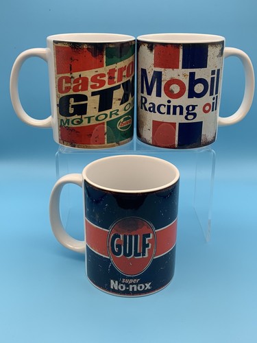 Retro oil can mugs - oil,