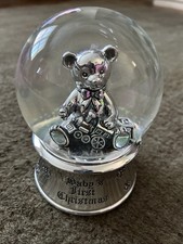 Past Times 'Baby’s first Christmas '  Bear Globe w/Glitter /Music, Pre-owned