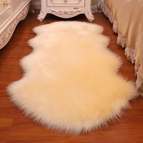 Large faux fur sheepskin - sheepskin, rug