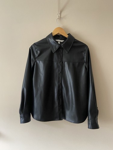 Faux leather shirt shacket - faux,