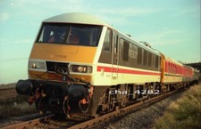 ORIGINAL RAILWAY TRAIN NEGATIVE. First Class 90 loco 90001 Old Dalby test track 
