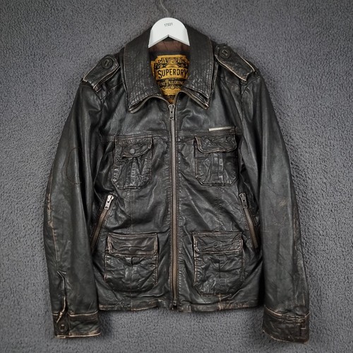 Superdry leather jacket mens - leather, l