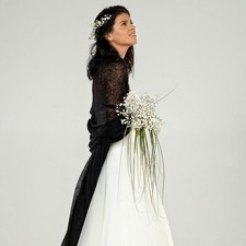 Black bridal mohair shawl cape