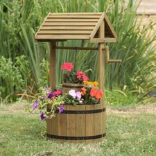 Large Wishing Well Planter Wooden Garden Outdoor Plants Decoration Flower 100cm