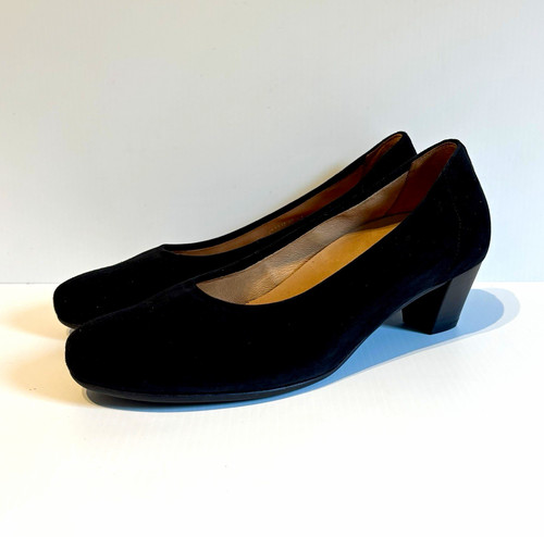 Gabor black suede low heel - black,