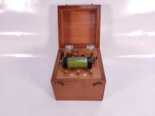 Antique electrotherapy shock machine in wooden case with drawer