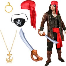 5Pcs Caribbean Pirate Toy Halloween Party Fancy Dress Costume Adult Accessories