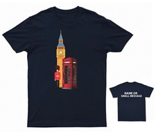 London Red Phone Booth T-Shirt Personalised Gift Customised Name Message