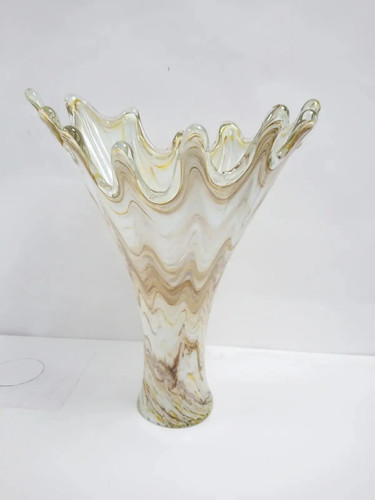Large marbled art glass vase - marbled,