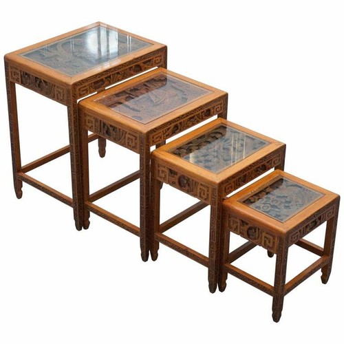 Carved nest chinese tables - nest, of