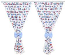 Nursery Curtains with bows for Babies & Toddler's Window Bedroom Vehicles