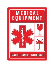 Medical Equipment Alert Stickers, Medical Luggage Tags, Size 80mm x 60mm