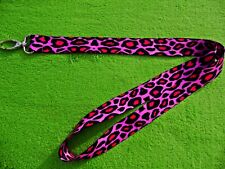 Animal Print Pink Leopard Lanyard with Metal Clip for Document ID Badge Holder