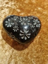 Beautiful  Black Engraved Soapstone Heart