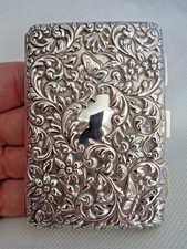 ART NOUVEAU GOLDSMITHS & SILVERSMITHS 1900 SOLID SILVER CARD CASE / AIDE MEMOIRE