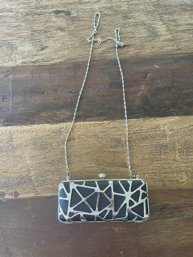 Silver and black clutch bag - clutch, by