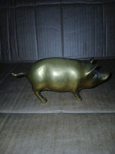 Vintage brass pig ornament - pig,