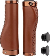 GORGECRAFT Brown Bike Grips Microfiber Leather Handlebar Bike Bicycle Ergonomic