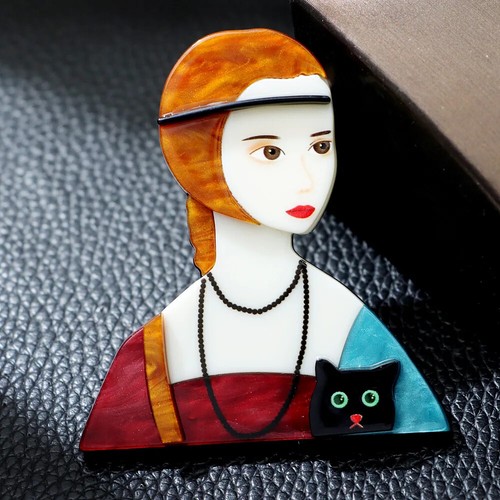 Acrylic beautiful girl brooch - beautiful,
