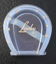 Vintage 50'S 60'S H. Samuel Lucky Horseshoe Blue Lucite Ring Box 