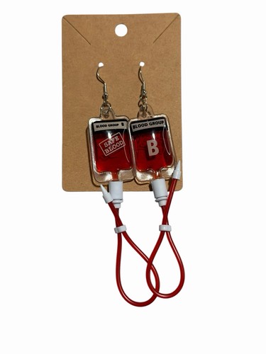 Blood bag drip earrings - iv,
