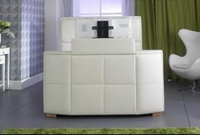 Electric Bonded Leather TV Bed Fits 32inch TV - 4ft6Double 5ftKing Brown & Ivory