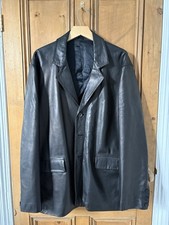 Vintage Real Leather Blazer, Mens, Size XXL (XL), Black