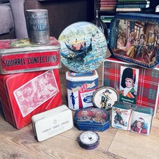 12 Vintage Tin Boxes Bundle Retro Advertising Storage Tins, Collectable X 12 Pcs