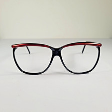 Vintage 80s Black Burgundy Cat Eye Glasses Frames Women Oversized 142mm