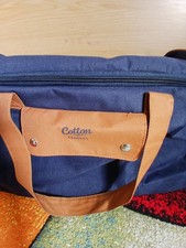 Cotton Traders Carry On Travel Bag Weekend Gym Luggage Navy Blue & Tan