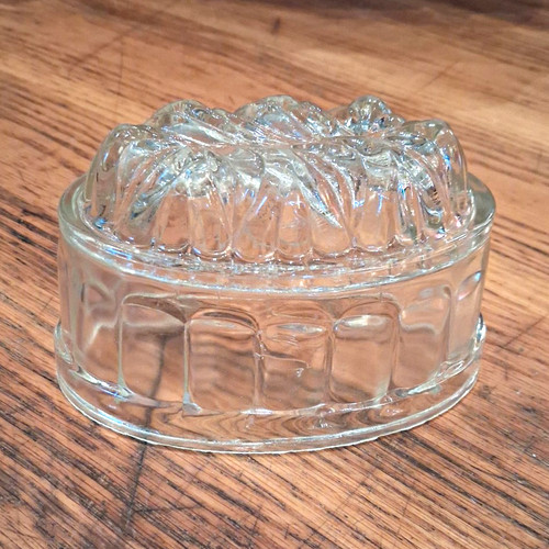 Vintage clear glass oval jelly - vintage,