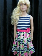 Jona Michelle blue striped floral design party occasional dress Age 7 yrs