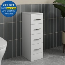 4 Drawer Freestanding Storage Unit Bathroom Furniture Gloss White 250x300mm