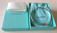 Vintage TIFFANY & Co 925 Silver/18kt Gold Hook & Eye Ribbed Bangle - Good Cond.